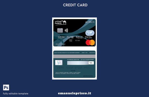 stile verificato Modello di carta di credito Kuwait NBK Bank Privilege Banking P